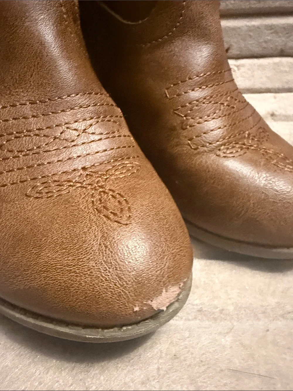 Kids Brown Western Cowboy Boots with Embroidered Shaft